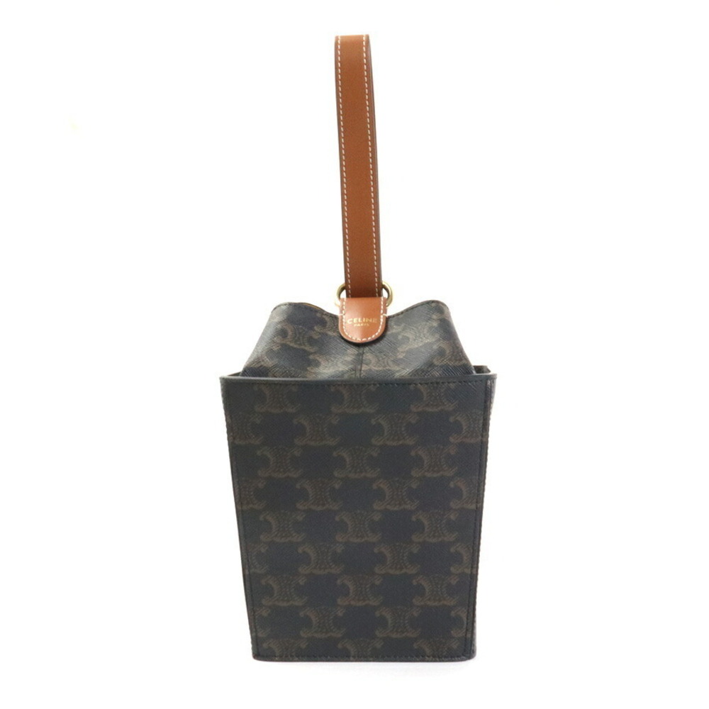 Celine Handbag Brown Triomphe Canvas Black